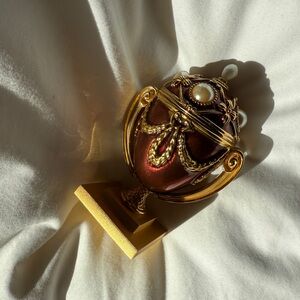 Joan Rivers Imperial Egg Trinket Box Gold Brown Red Fabergé Style Vintage